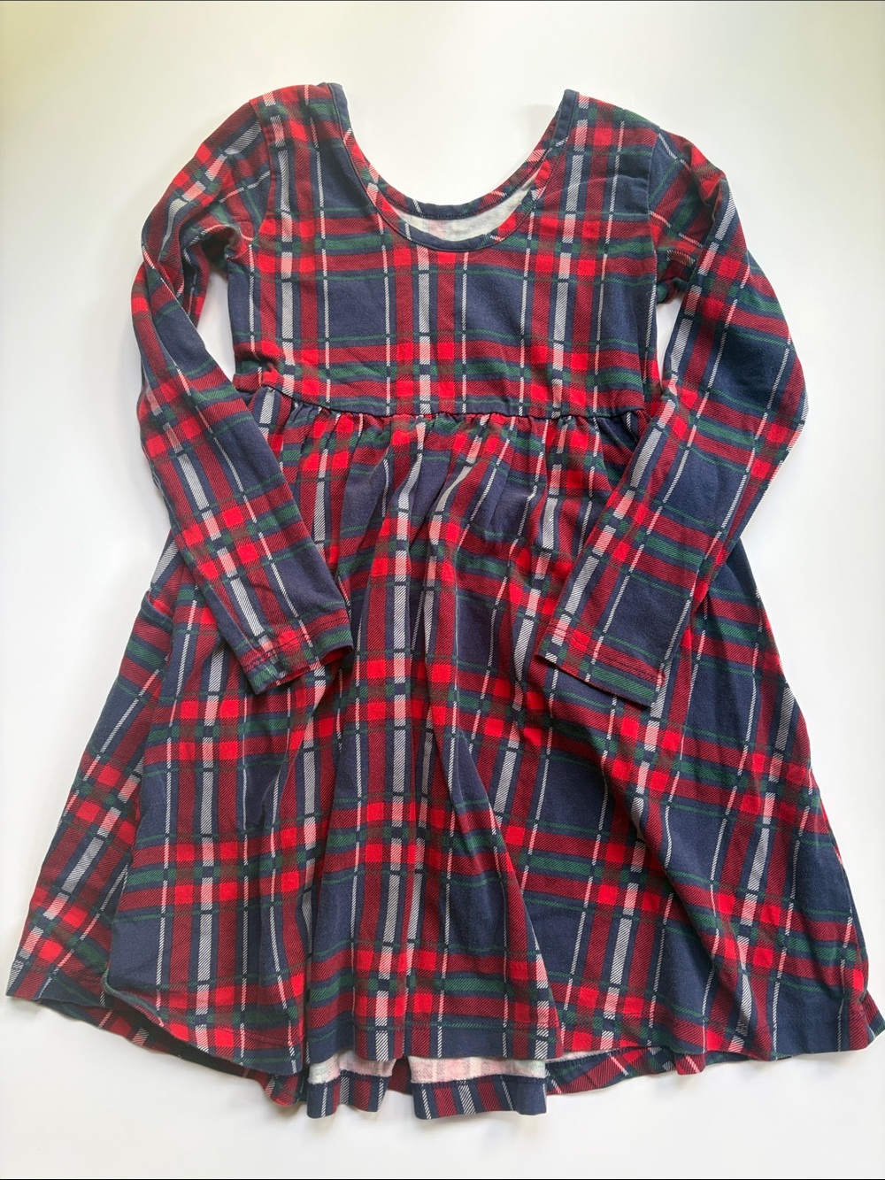 Hanna Andersson Navy, Red & Green Plaid Long-Sleeve Dress